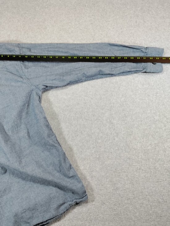 KEY Work Shirt Mens Large Blue Chambray 100% Cotton Long Sleeve Button Down - Picture 4 of 6